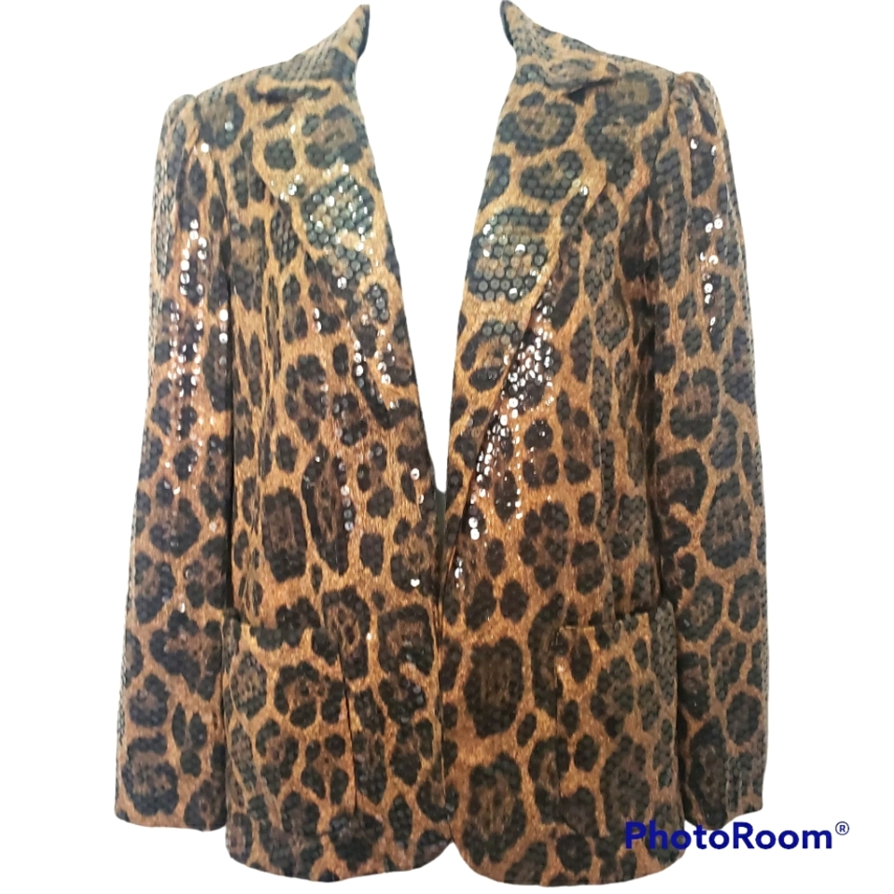 Travilla Vintage Couture Sequin Leopard Print Jacket
